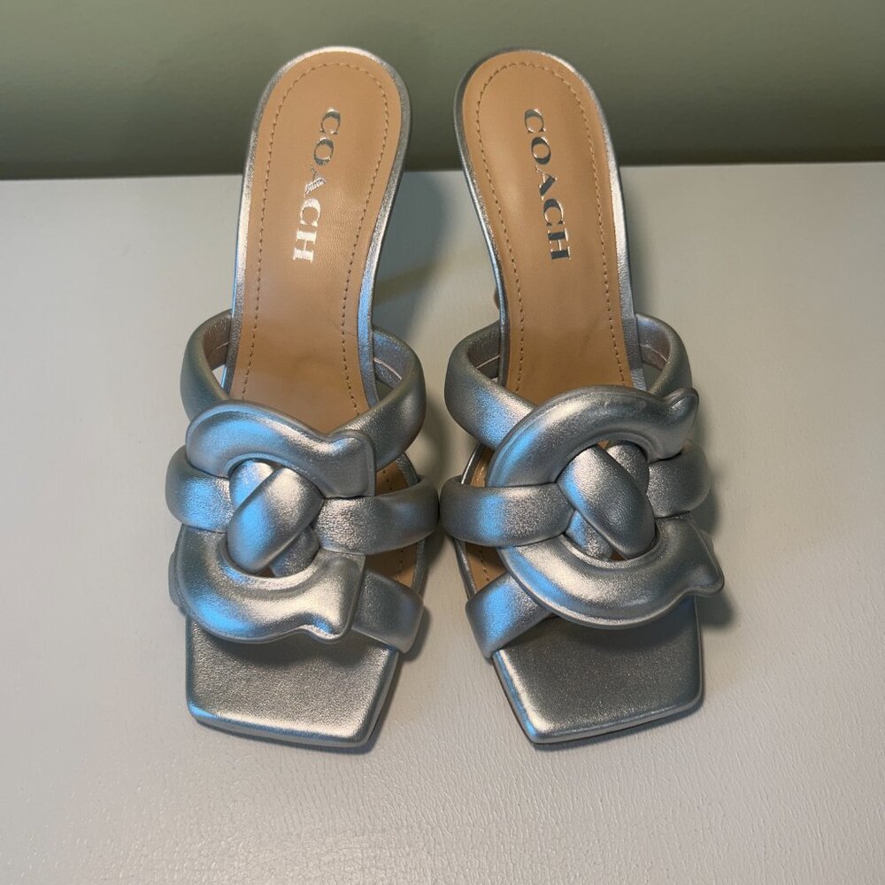 Coach Women's Kellie Metallic Leather High Heel Sandals - Picture 2 of 11